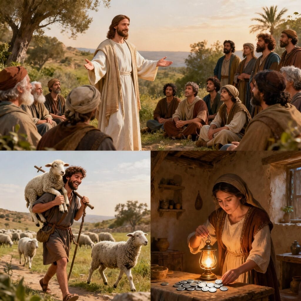 «一个罪人悔改，在天上也要为他欢喜。»（路加福音 15:1-10）