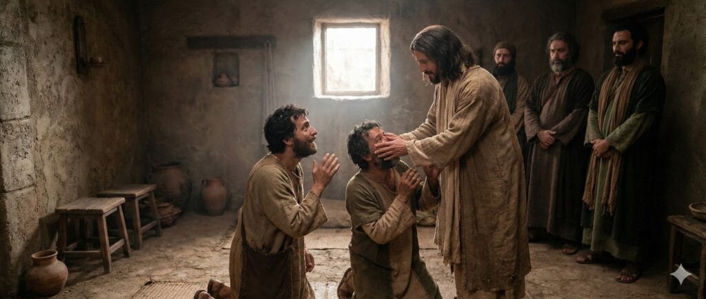 Creyendo en Jesús, dos ciegos son sanados. (Mt 9,27-31)